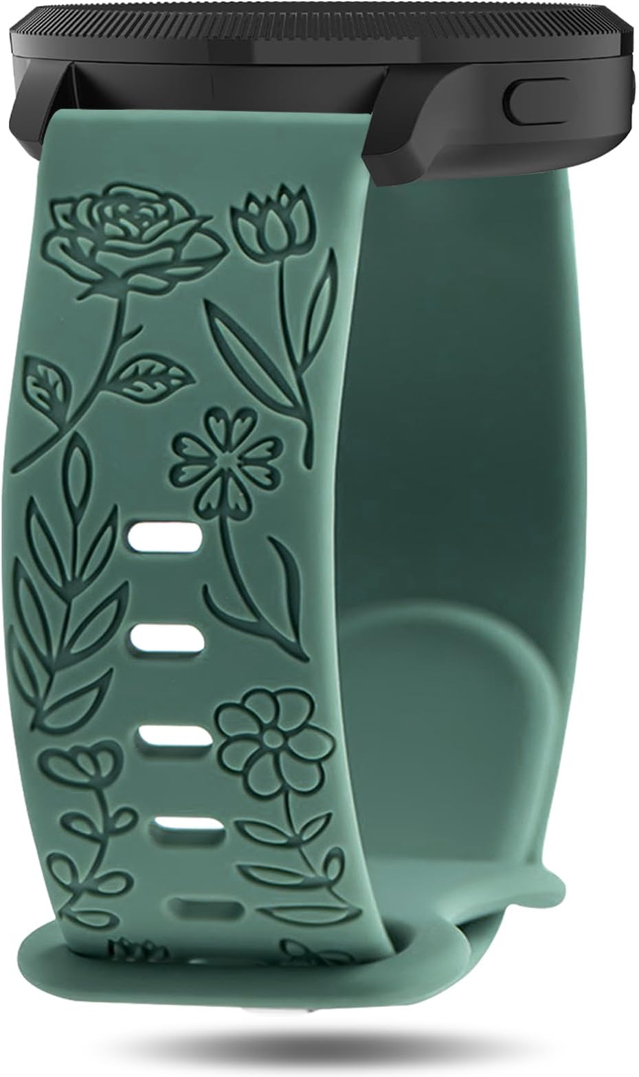 Floral Engraved Bands Compatible with Garmin Venu 4 45mm/Vivoactive 4/Venu 3/Venu 2 45mm, 22mm Soft Silicone Flower Pattern Wristband for Garmin Forerunner 255/255 Music/265/745 Smart Watch