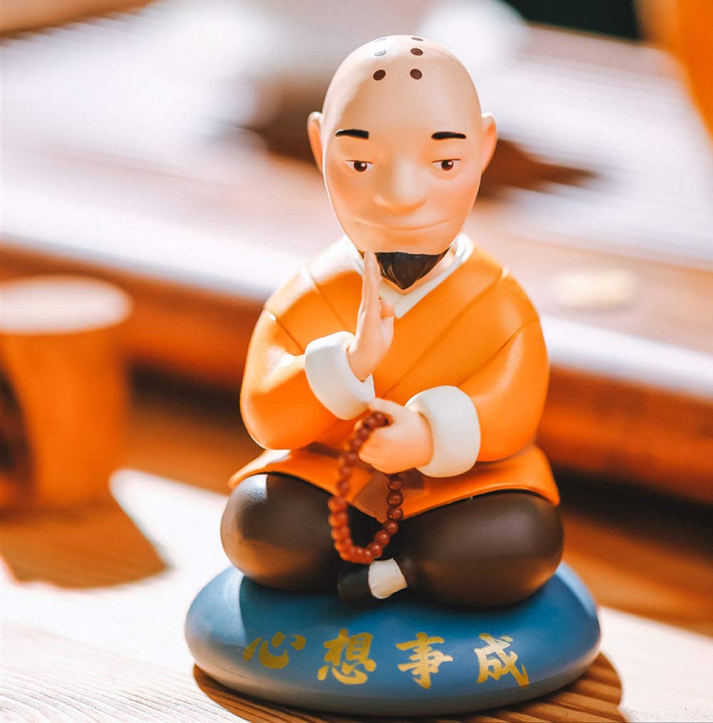 Mini statue de Bouddha moine kung fu pour décorer un bureau ou une étagère de salon