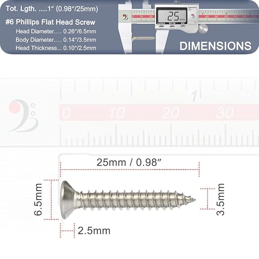 Wood Screws - 120PCS Flat Head Phillips Screws, 304 Stainless Steel Screw with Adjustable Wood Countersink Kit (#6 x 1) miniatura 7
