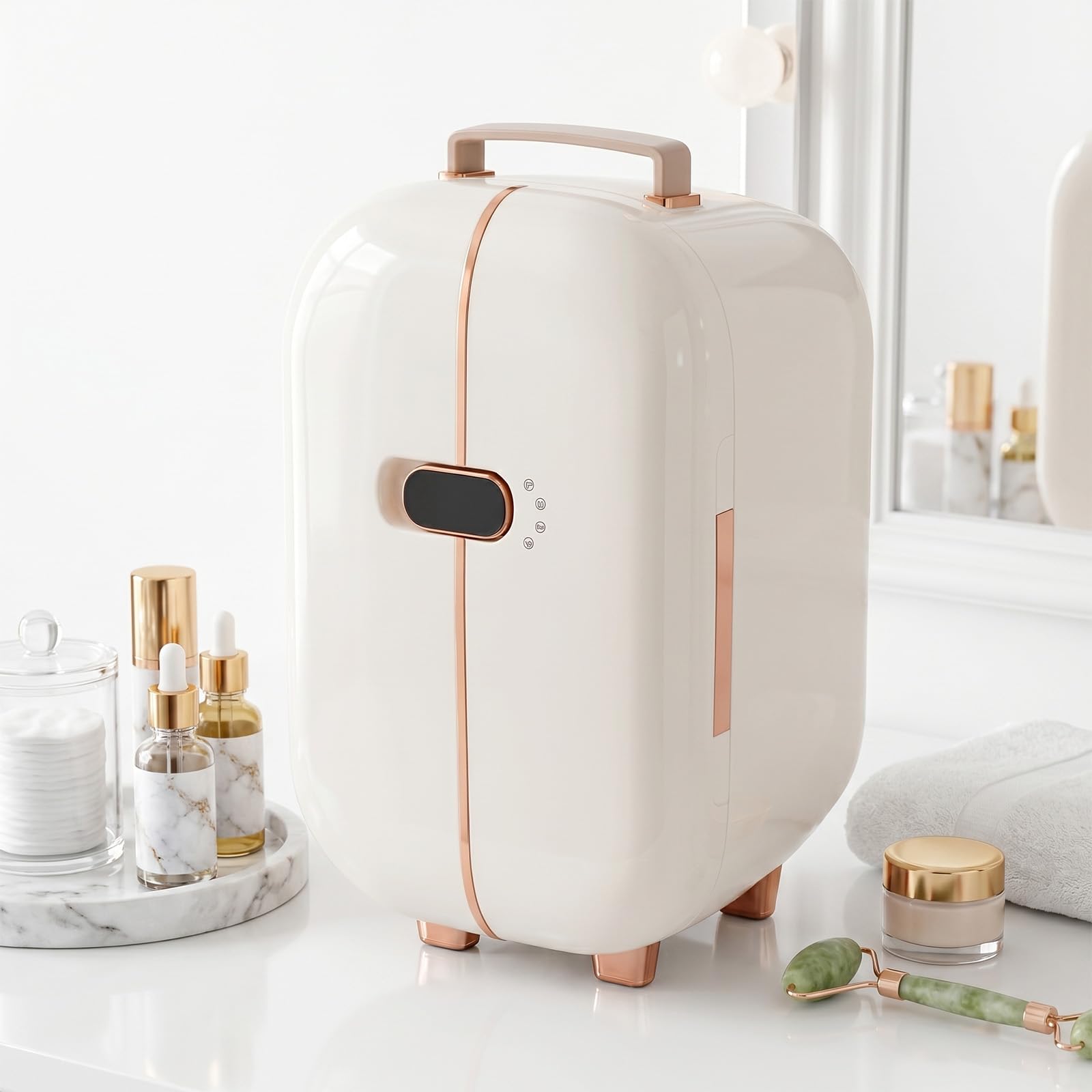 muhub Mini Fridge for Skincare, Ultra Quiet Cosmetic Cooler for Bathroom, Bedroom, Office