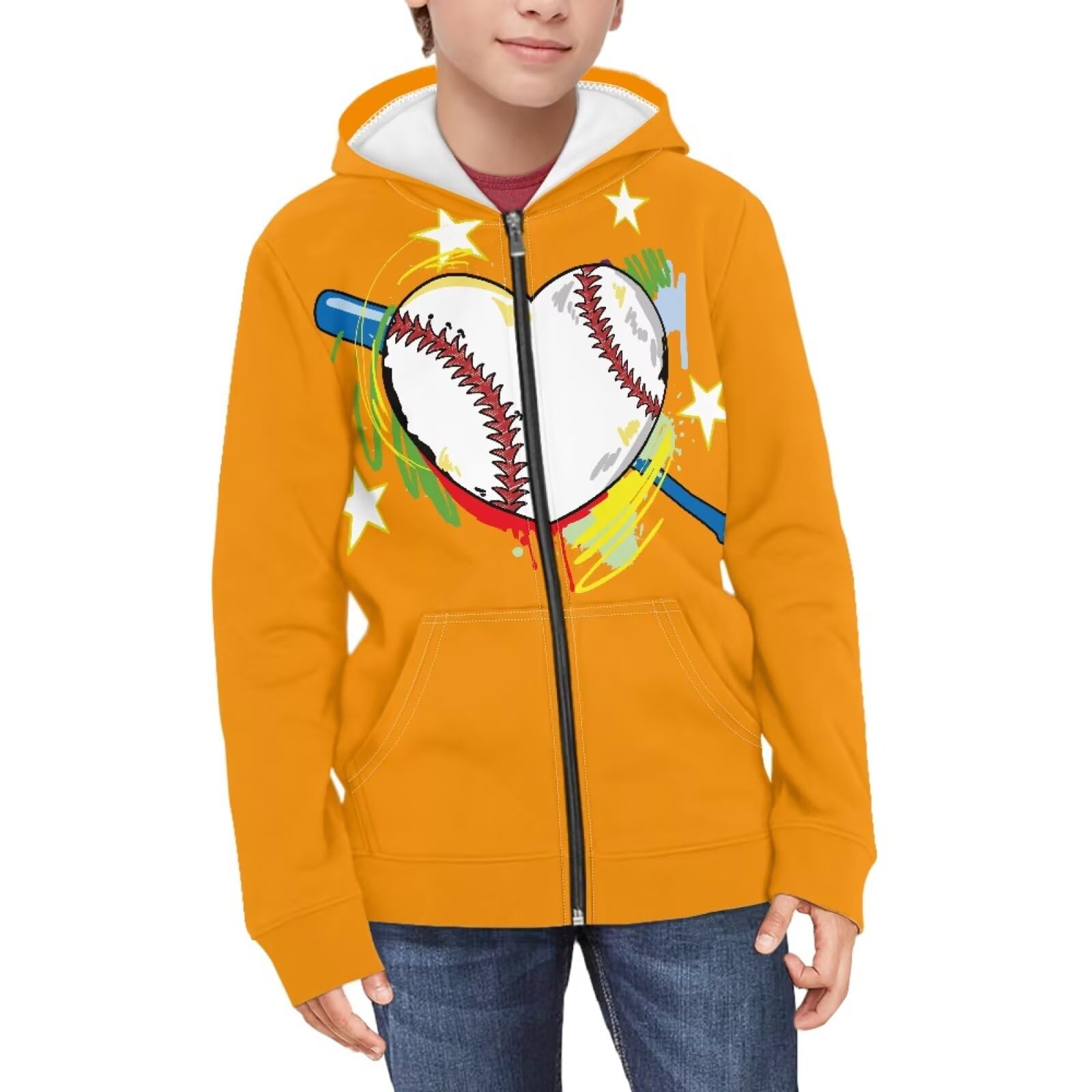 Coloranimal Unisex Girls Boys Long Sleeve Casual Hoodies &amp; Sweatshirts Tops Kids Zip Up Jacket Coat Age 6-16 Year