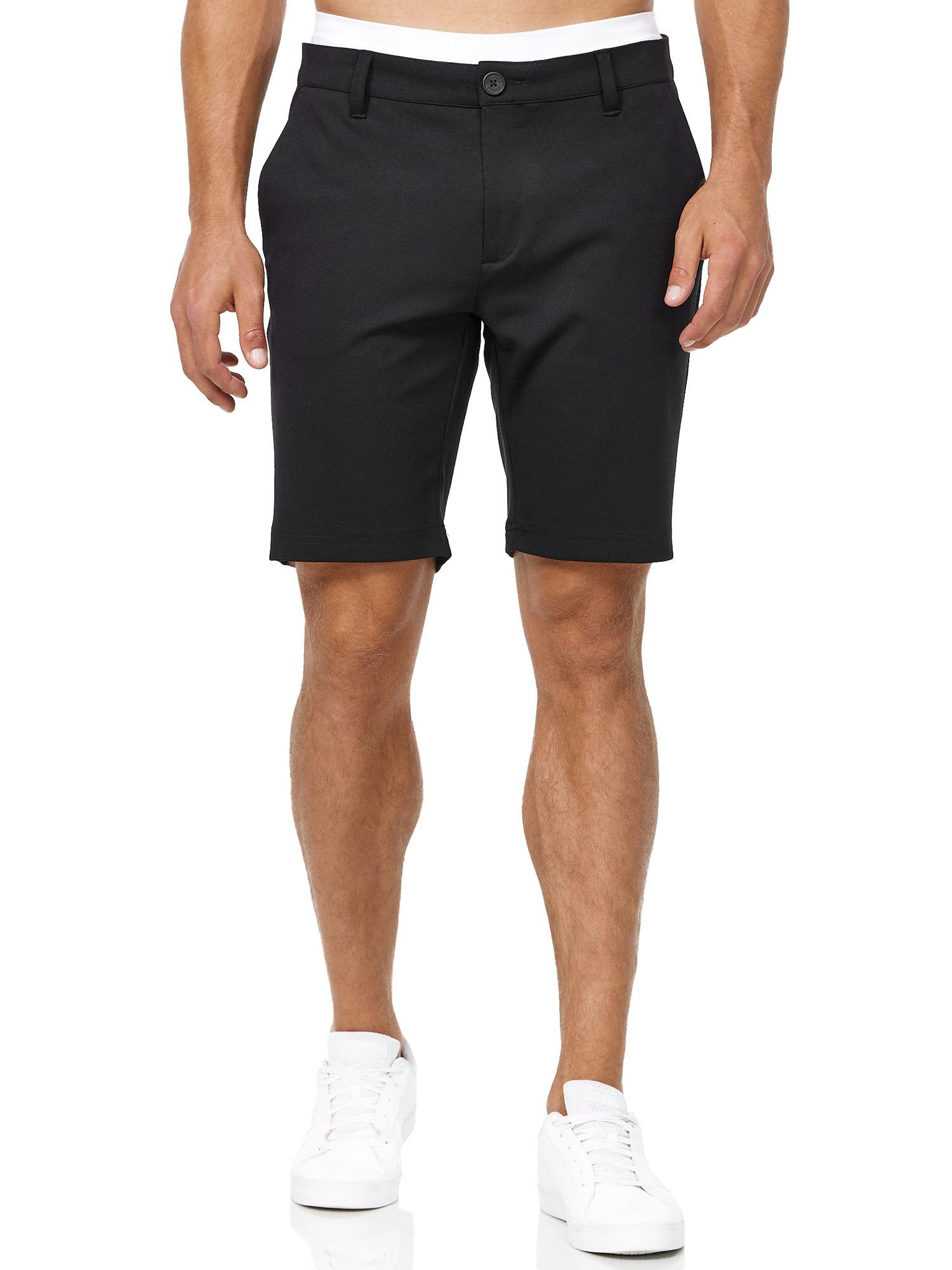 Indicode Herren Aalborg Chino Shorts aus Viskose-Stretch mit 4 Taschen | Bequeme Stoffshorts mit angenehmer Passform, Herrenshorts, Freizeithose, kurze Hose, Sommerhose, Stoffhose für Männer