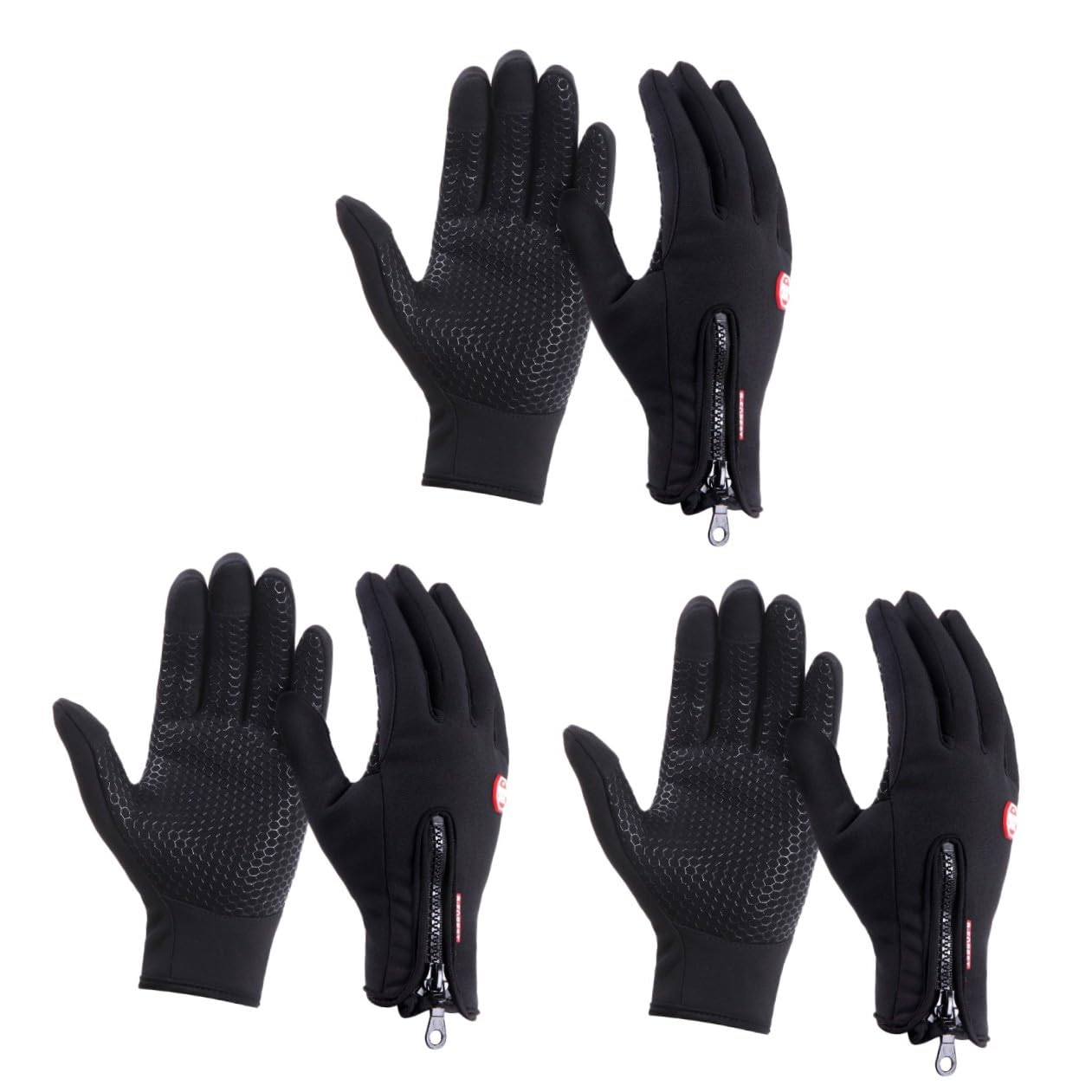 Toddmomy 3piezas Guantes Táctiles De Invierno Para Hombre y Mujer Guantes Antiviento y Cálidos Para Conducción y Actividades Al Aire Negro Talla