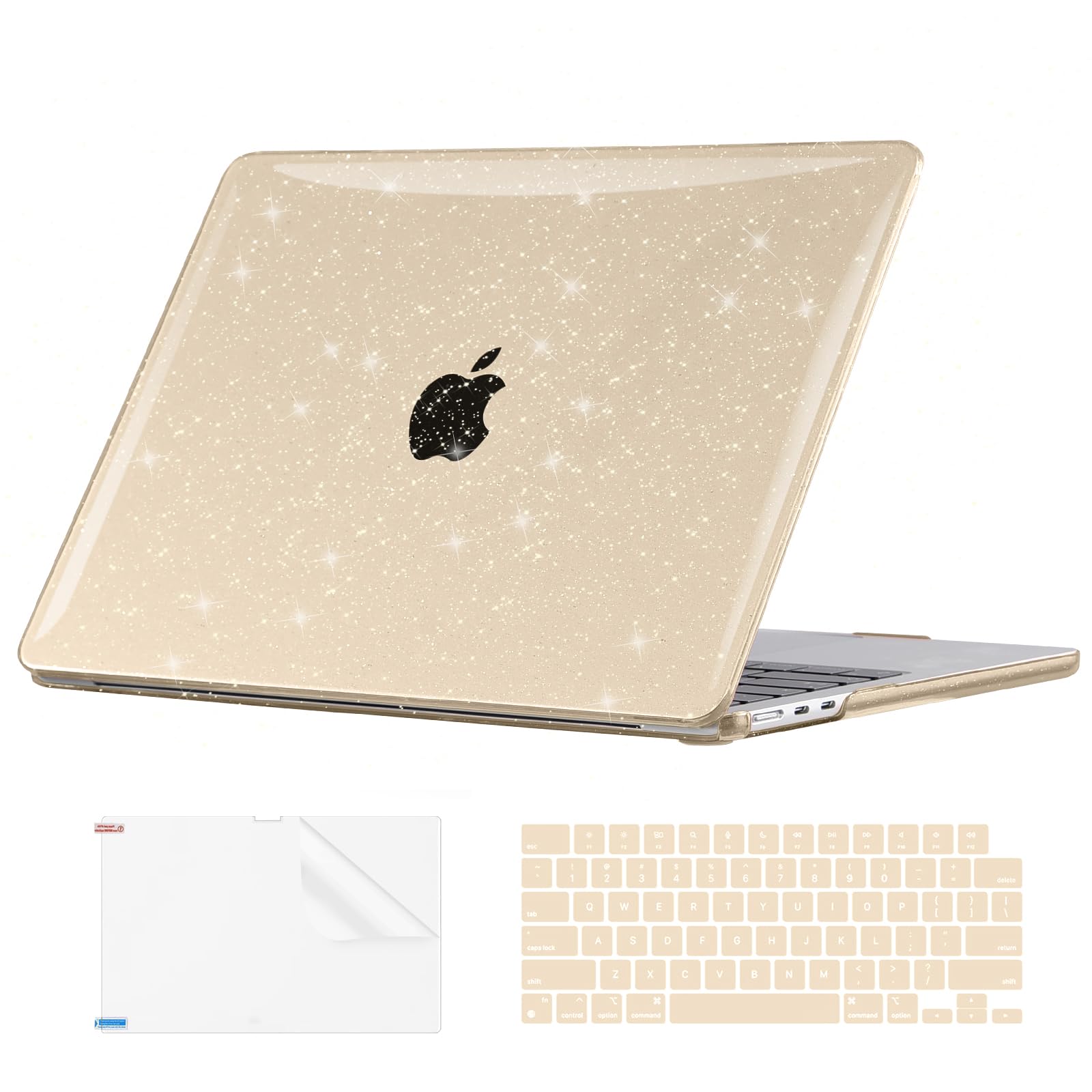 Photo 1 of EooCoo Case Compatible with MacBook Air 13 inch M5 2026-2022 Release M4 M3 M2 A3449 A3240 A3113 A2681, Glitter Hard Shell&Keyboard Skin Cover&Screen Protector for Mac Air 13.6 inch, Sparkly Starlight