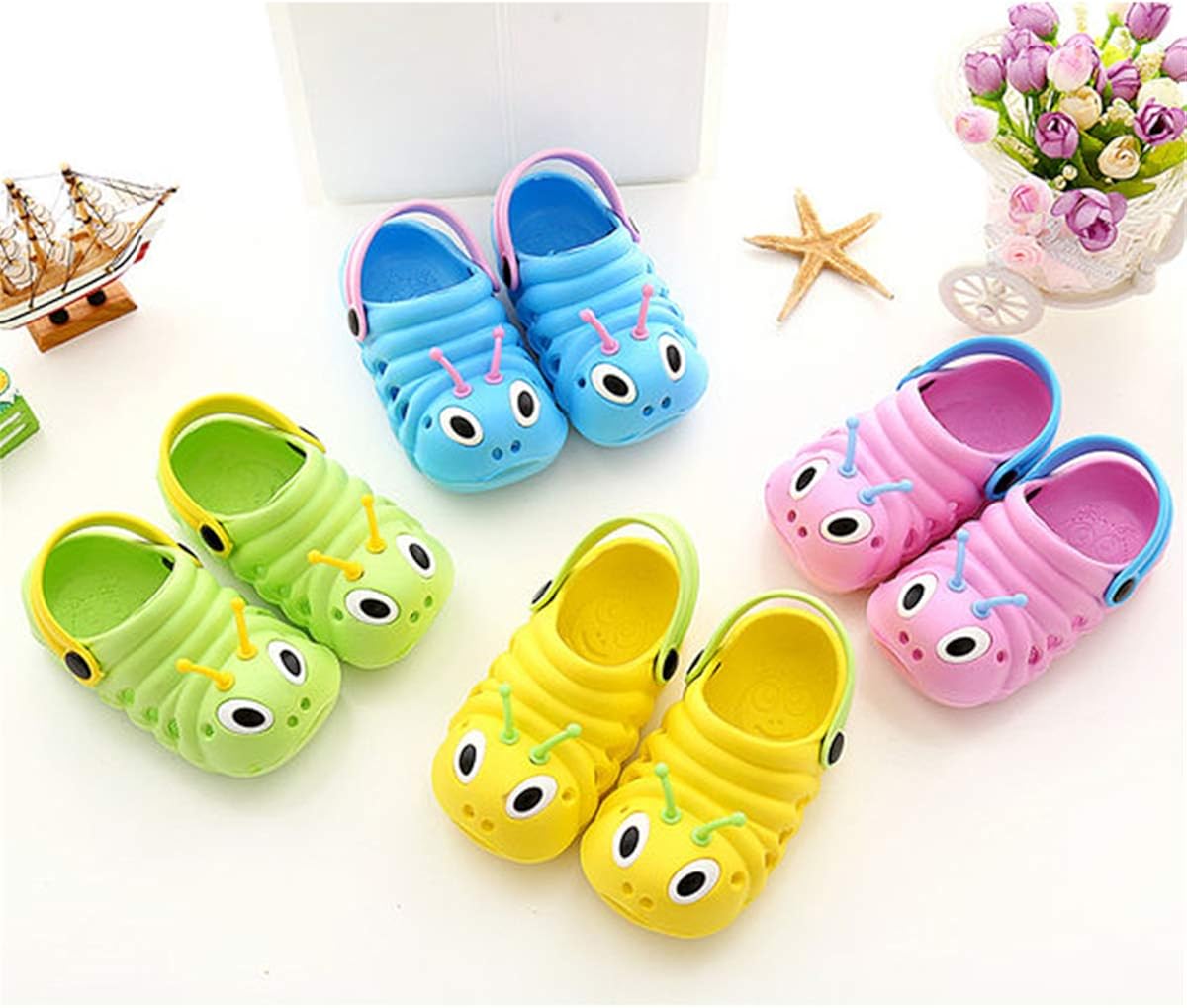  | TMEOG Baby Sandals, Boys Girls Sandals Clogs Cute Caterpillar Slip On Lightweight Kid's Beach Slipper | Clogs & Mules