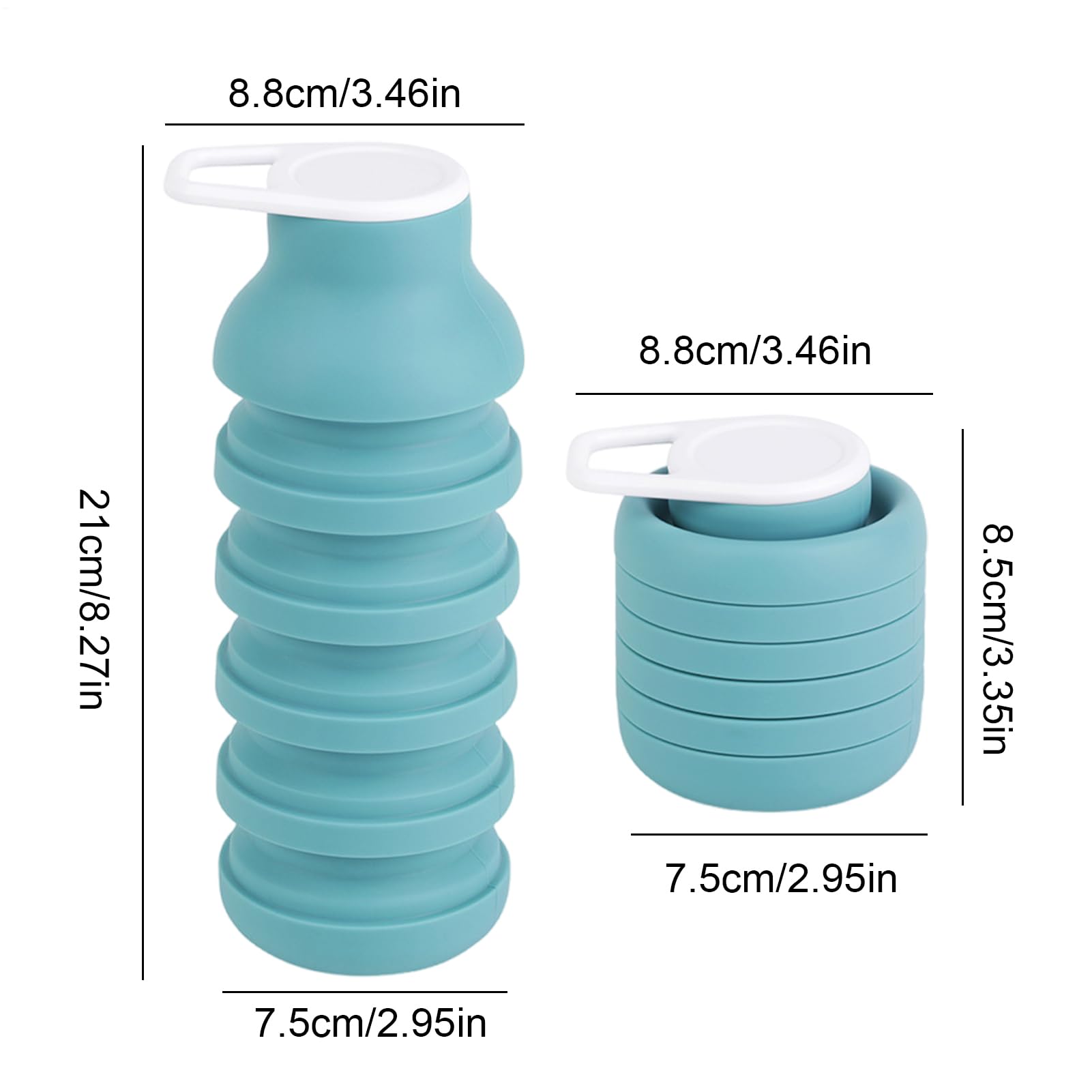 Vaso Plegable De Silicona De 600 Ml - Taza De Café Portátil Para Senderismo Y Viajes | Botella De Agua Reutilizable Con Tapa