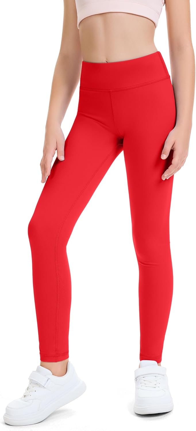 HASMES Girls Athletic Leggings High Waisted Comfort Soft Elastic Yoga Dance Running Pants with Pockets Activewear - Image 3