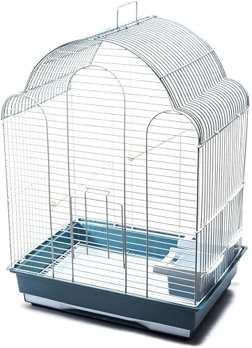 Bird Cage with Perches and Feeding Bowls, Small Metal Bird Home with Slide-Out Tray, 43 x 30.5 x 57.5 cm