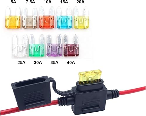 Miniatura 4 de 2PCS Waterproof 12V 20A Automotive Boat Car Truck Red Wire in-Line ATOATC Fuse Holder with AWG 12 Wires (Size  10A)