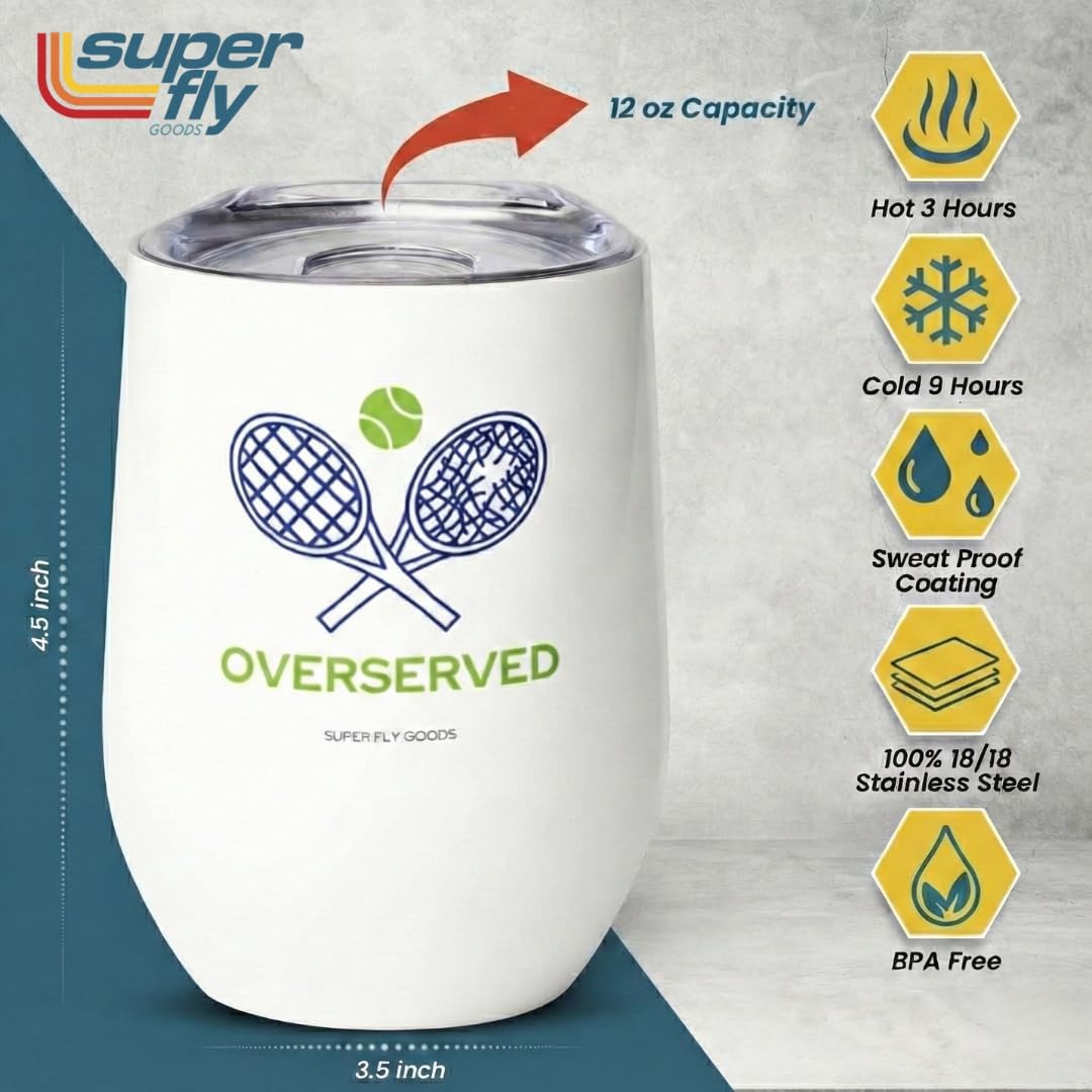 Super Fly Goods - 12 oz Tennis Mug – Insulated Stainless Steel Tumbler with Lid | Keeps Beverages Hot or Cold | Cool Gifts for Women, Dad & Players, Unique Gift Idea (Tennis) - Image 2