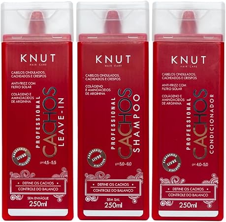 Kit Knut Tratamento Cachos e Protetor Térmico Leave-In Protetor Térmico 250ml 3 Itens