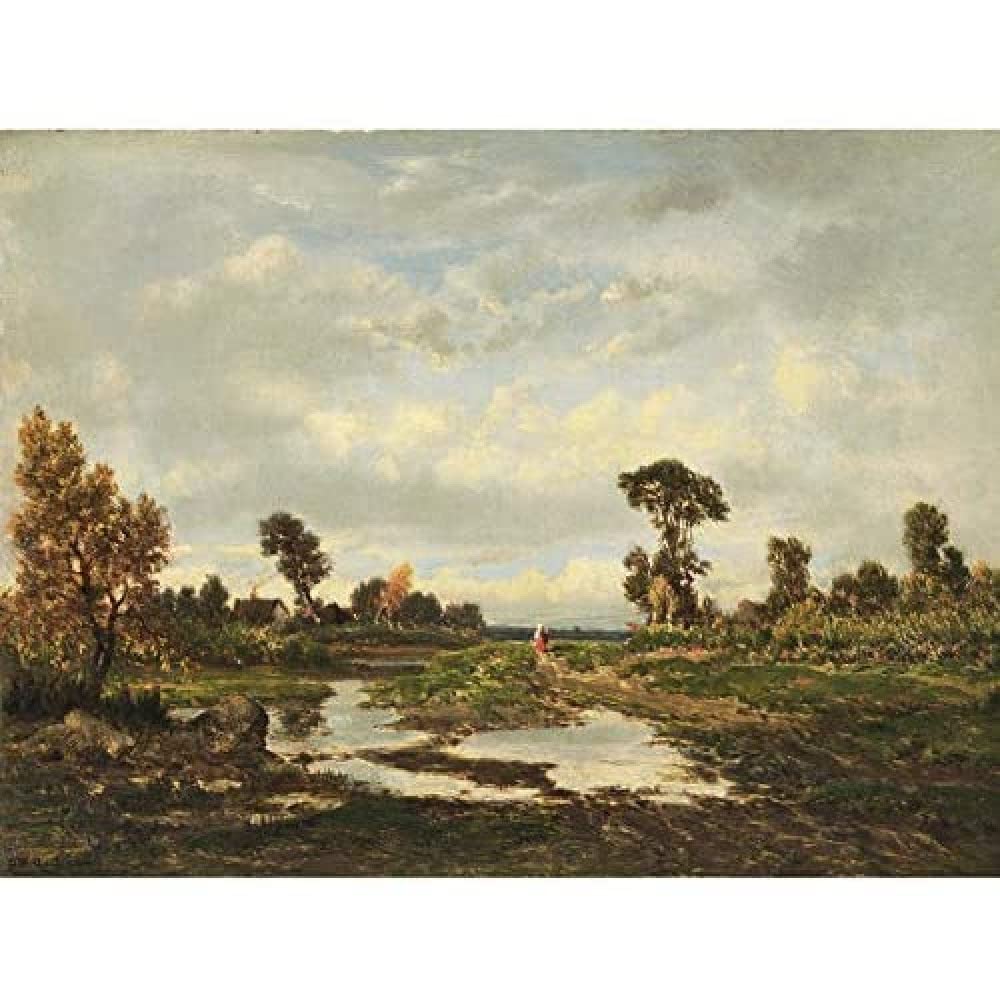 Artery8 Theodore Rousseau Farm Cottage Edge Of Marsh Painting Unframed Wall Art Print Poster Home Decor Premium