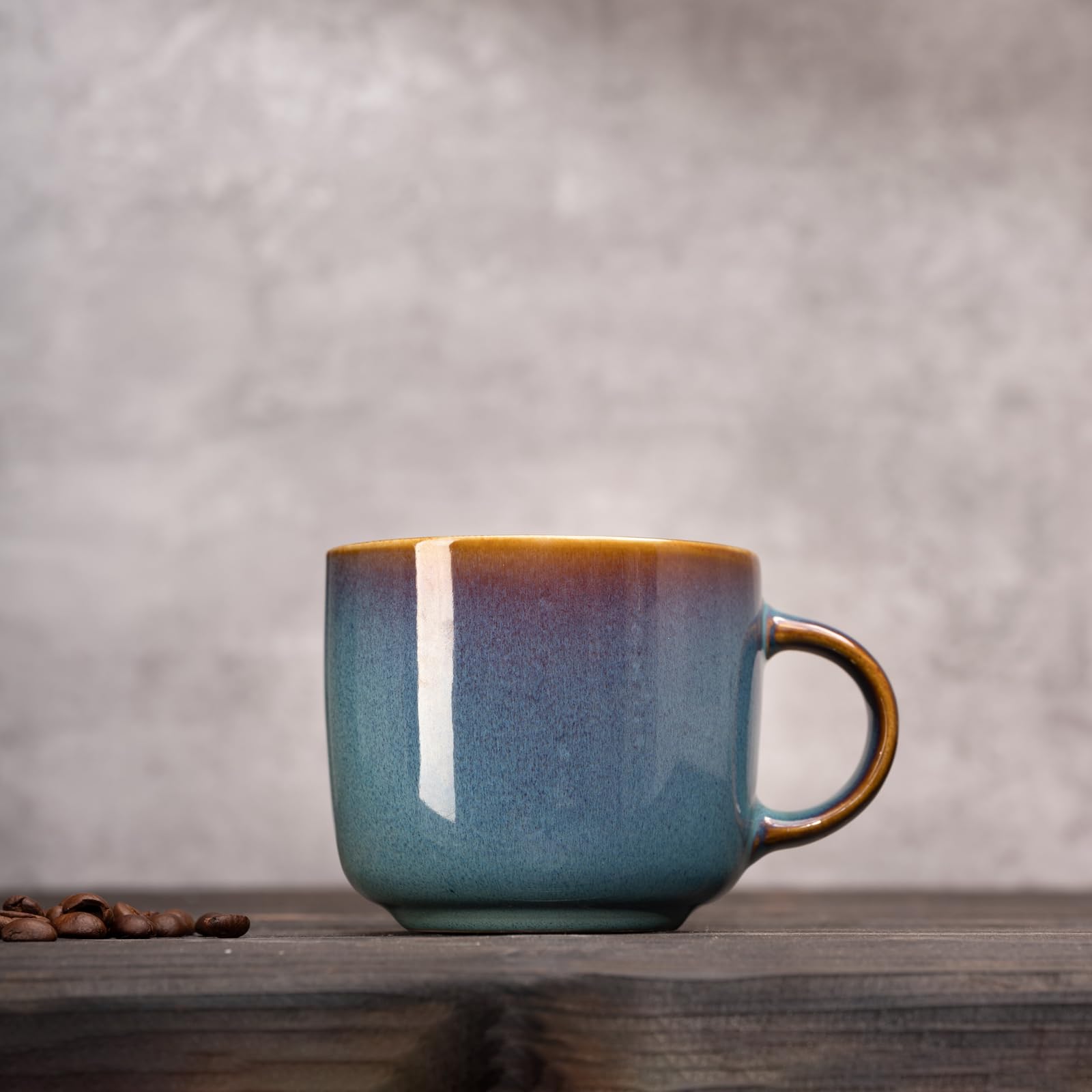 Kaffeebecher 6 Teilig, Keramik Tassen Teetasse für 6 Set, Multifunktional, Spülmaschinen Mikrowellenfest, Coffee Mug, Kaffeetassen 360 ml Blau Kaffee Becher