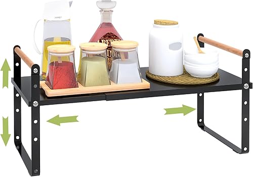 Organizador de encimera de cocina expandible, organizador de estante de gabinete ajustable, estante apilable para encimera de cocina, estantes