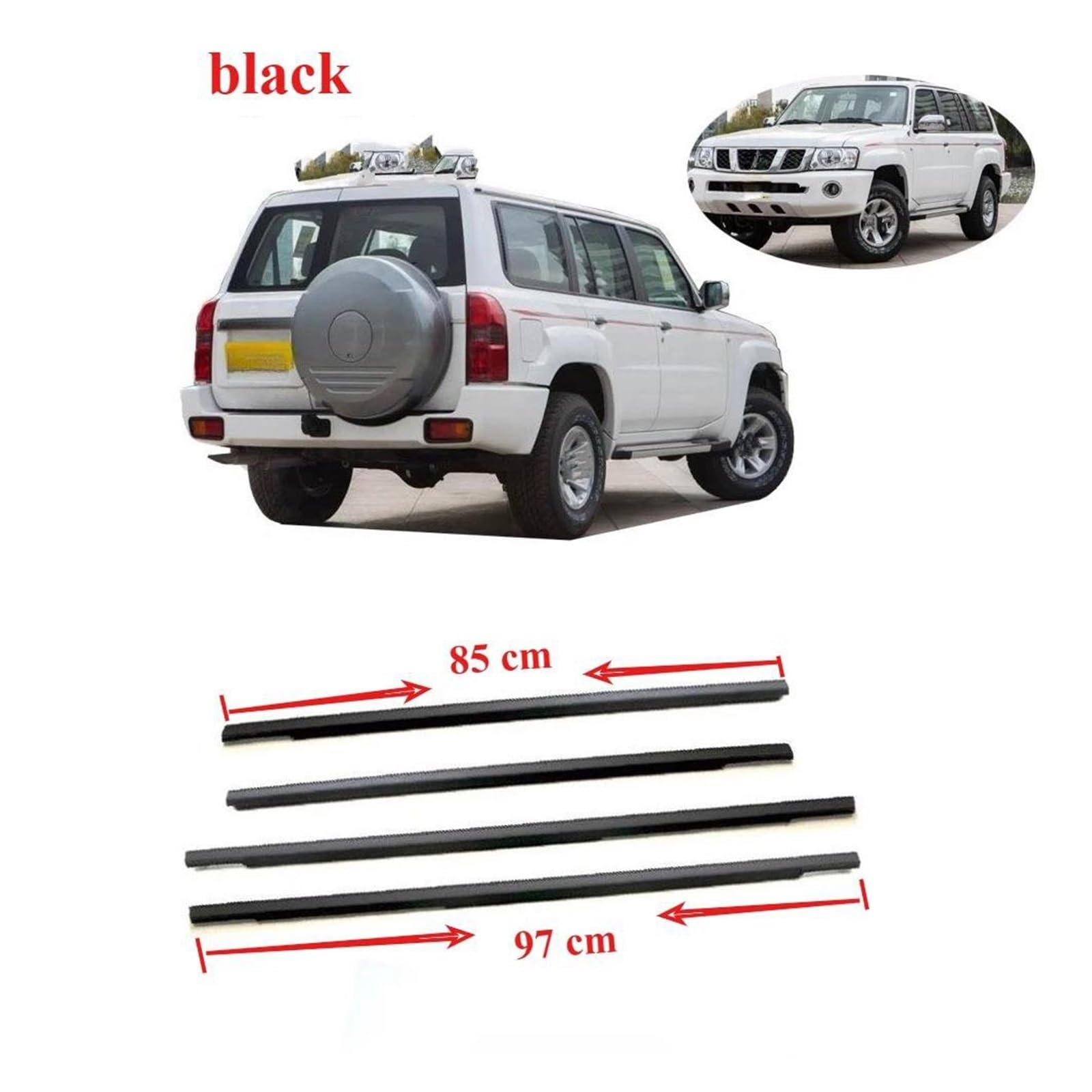 Automóvil Tira Sellado Goma Para Nissan Para Patrol Y61 1995-2005 Burlete Protector Sello Goma 82820-VB000 4 Piezas Moldura Negra Línea Correa Puerta Y Ventana