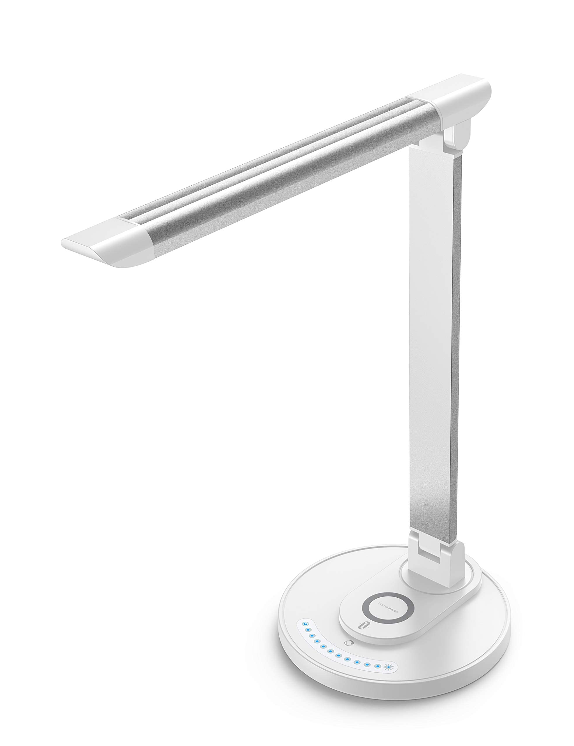 Texas Elements TT-DL036 LED Desk Lamp Fast Wireless Charger All Qi-Enabled Devicesl, 5 Lighting Modes, USB Port White