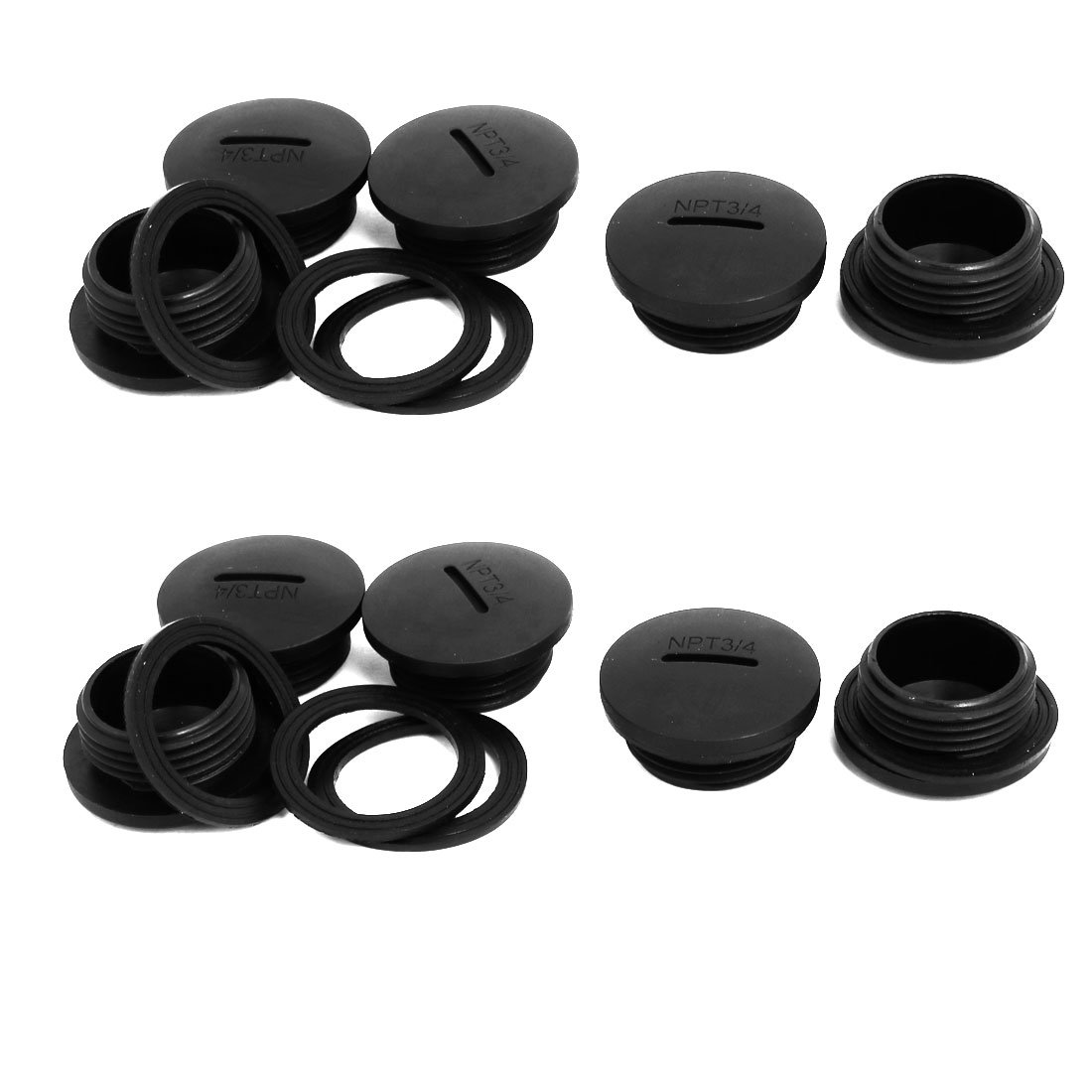 Aexit NPT3/4 Nylon Transmission Male Threaded Cable Gland Screw End Cap Round Cover Black 10pcs