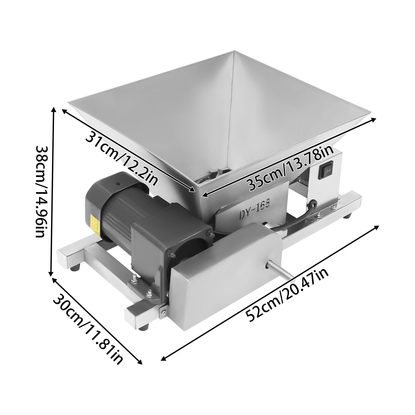 Electric Fruit and Apple Crusher 4L/1.06Gal Commercial Fruit Crushing Machine 60W 110V Stainless Steel Fruit Grinding Machine for Wine and Cider Pressing Large Bread and Brown Sugar Grinder