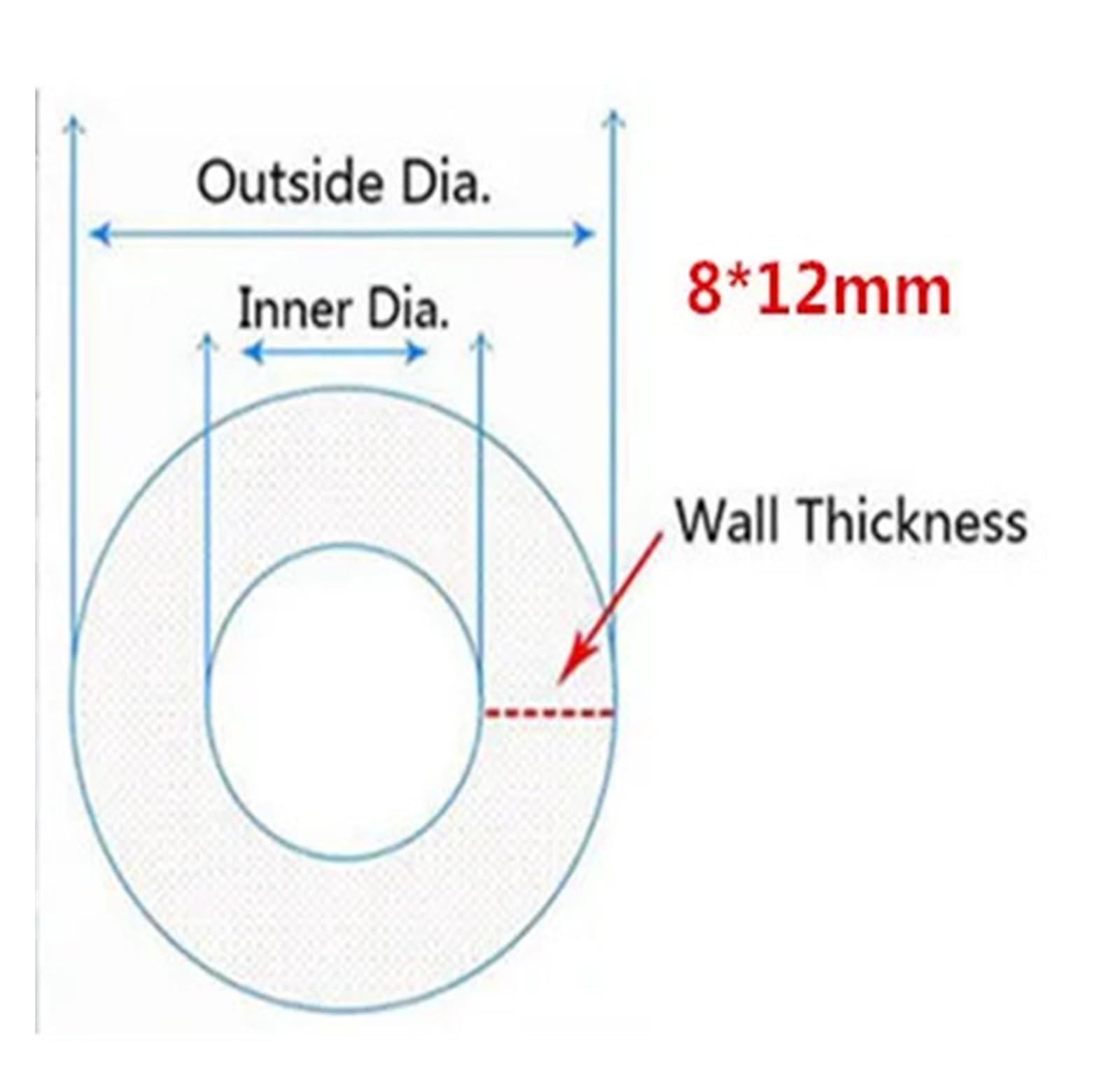 Tubo de silicona transparente transparente - Manguera de goma flexible for purificación de agua y bebidas (1M/5M)(8X12mm,10M)