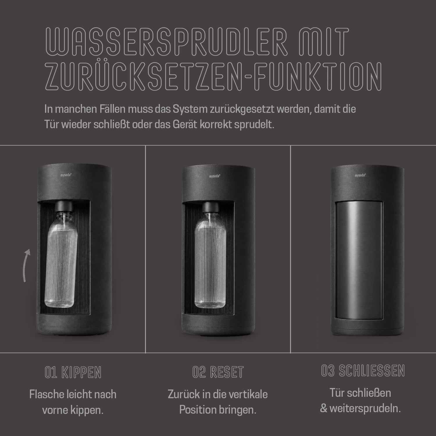 Mysoda: Glassy Wassersprudler aus Holzkomposit und Aluminium mit 1L Glasflasche (ohne C02-Zylinder) - Schwarz