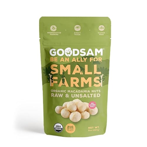 GoodSAM Nueces de macadamia orgánicas, mitades y mezcla entera, sin OMG, comercio directo, vegano, sin gluten, apto para ceto, agricultura
