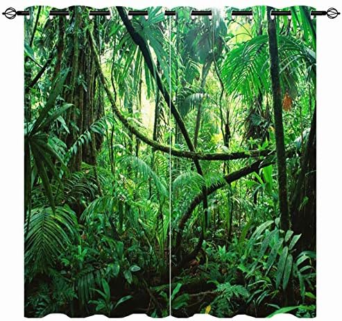 Rideaux Jungle Tropicale Opaques Thermiques Motifs 3D - Occultant...