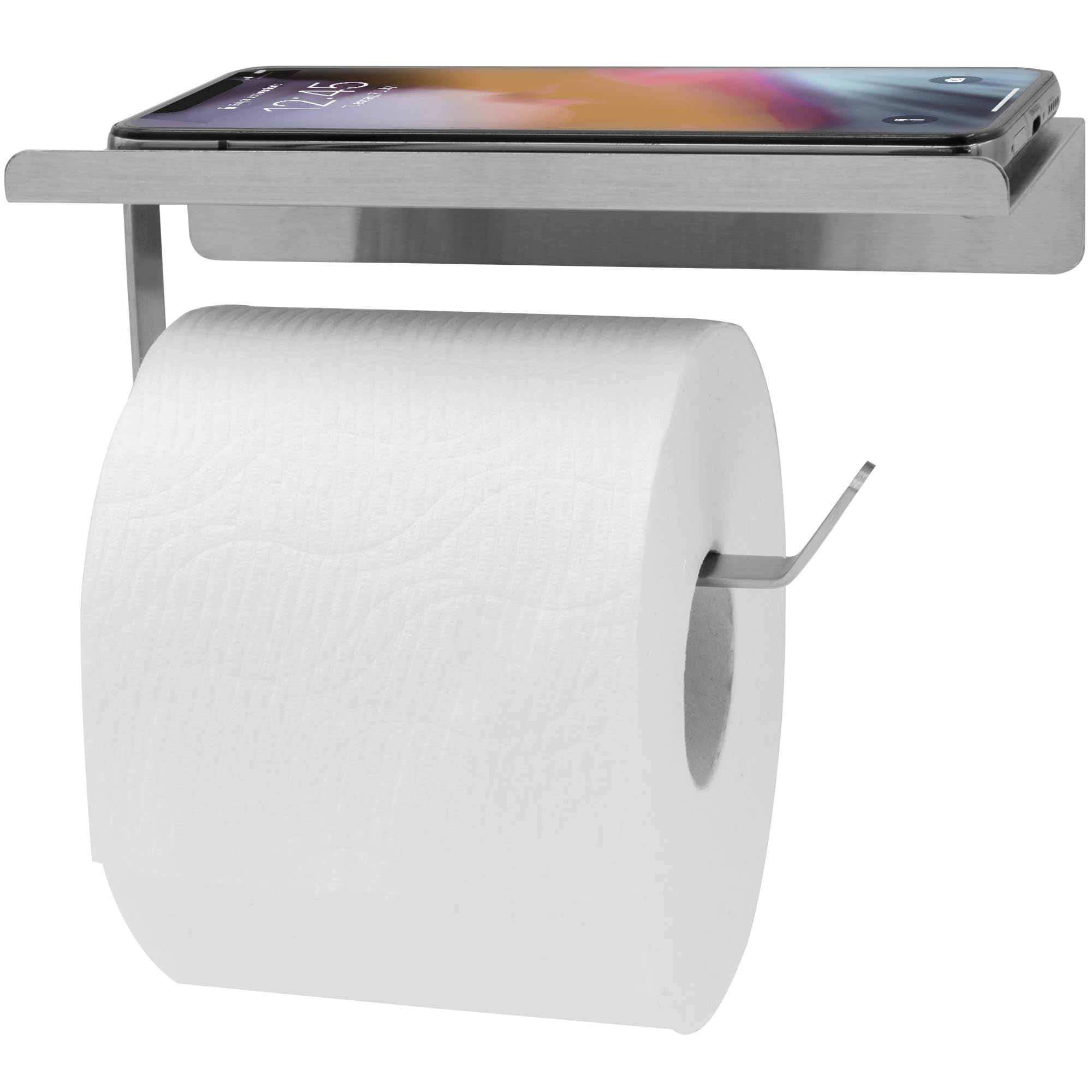 Toilettenpapierhalter Mit Handyablage – Wandmontiert, Gebürstetes Nickel, Edelstahl, Platzsparend Für Kleine Bäder
