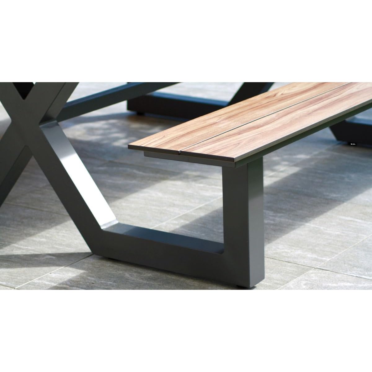 Table de Jardin & 2 Bancs Vancouver 210cm Gris Anthracite