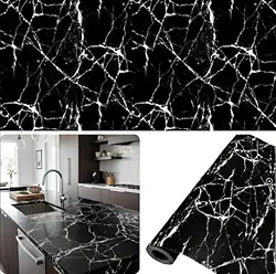 Papel De Parede Mármore Preto 10m x 45cm Adesivo Lavável Autocolante Decorativo Para Ambientes Sofisticados