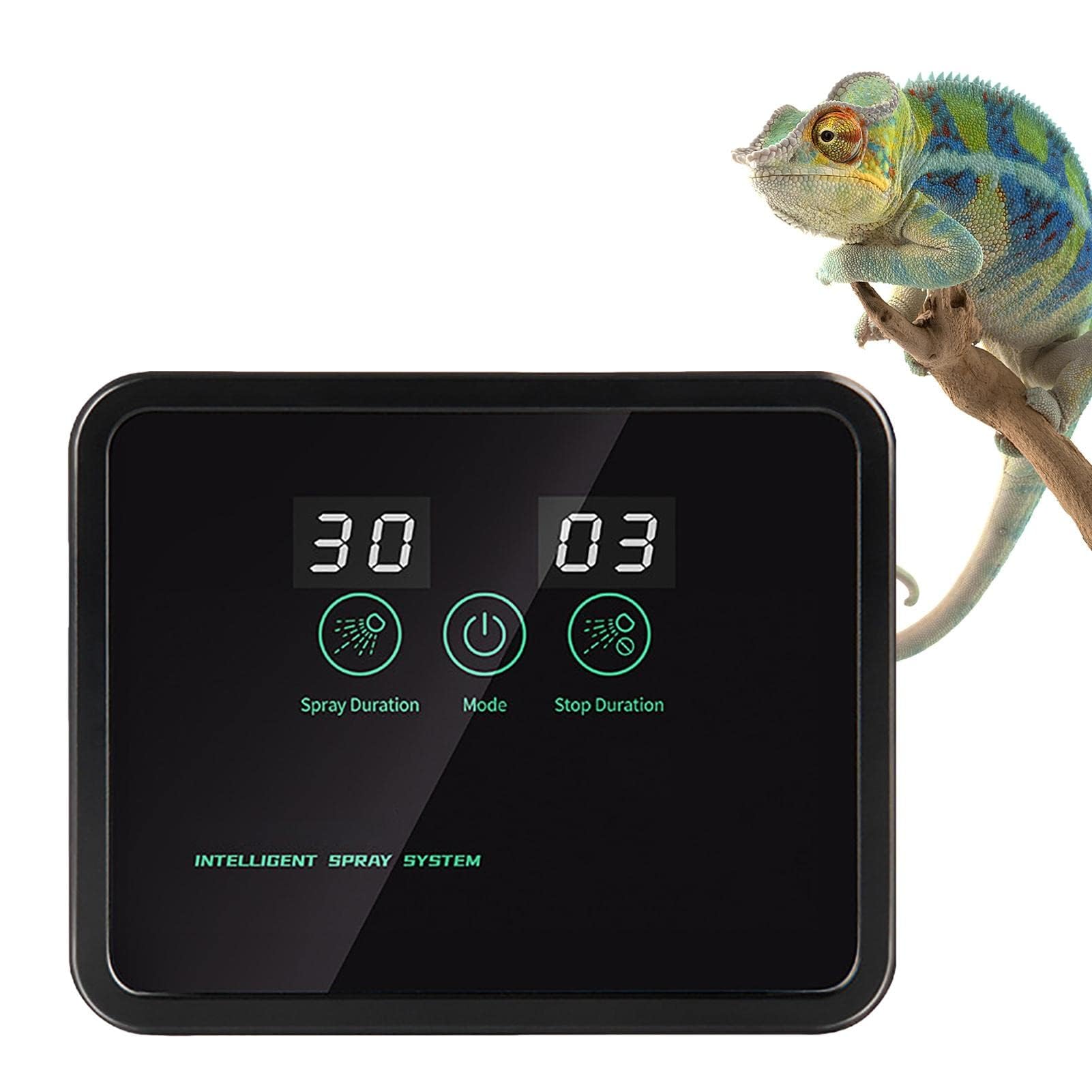 Humidificador de reptiles, sistema de nebulización automático con boquillas ajustables para niebla de terrario y simulación de lluvia en hábitats de reptiles y anfibios