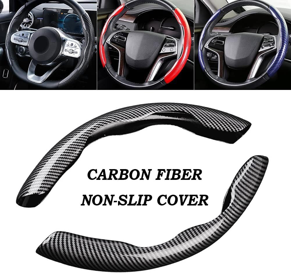 2Pcs Car Steering Wheel Cover for Toyota Tacoma TRD Pro 2022-2026, Segmented Design for Non-Slip Grip, Breathable Carbon Fiber, Easy to Install, Durable Protection,B Red