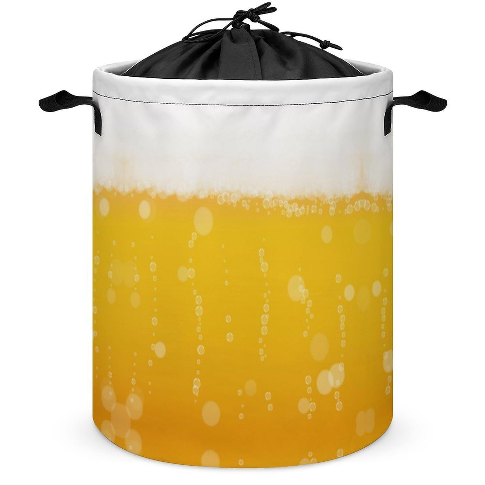 Wlntrophic Drawstring Laundry Hamper, Bubbles And Beer Laundry Basket, Washing Basket with Handle