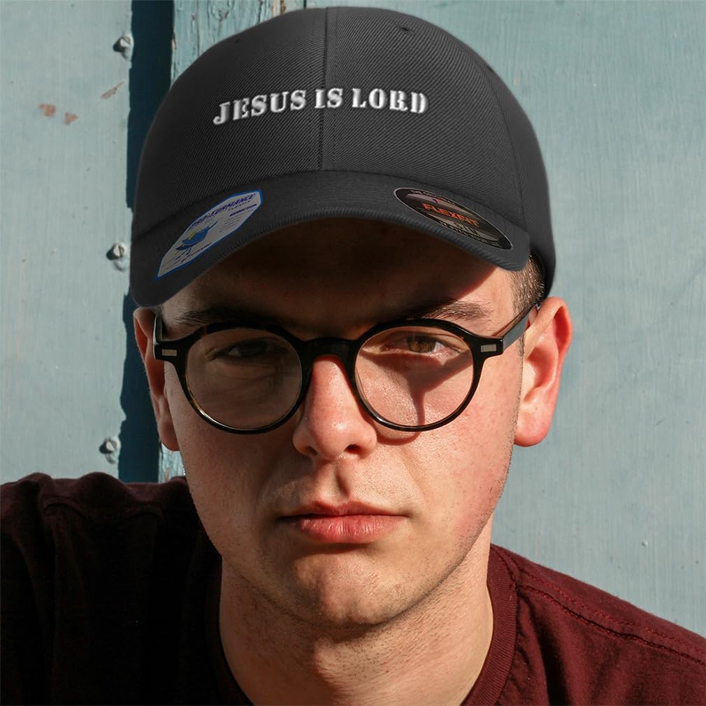 Custom Flexfit Cap for Men & Women Embroidered Jesus is Lord Military Soldier Style Christian Polyester