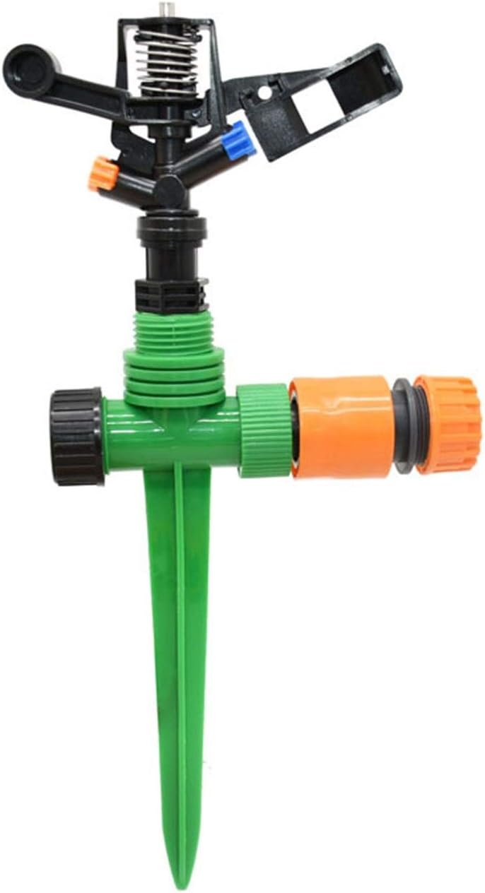 Household Hose Adapter Garden Lawn Rotating Sprinkler,Ricultural Sprinkler with Supporting Rocker Nozzle and 1/2" 3/4" Hose Connector 1 Pcs/3I4 Hose