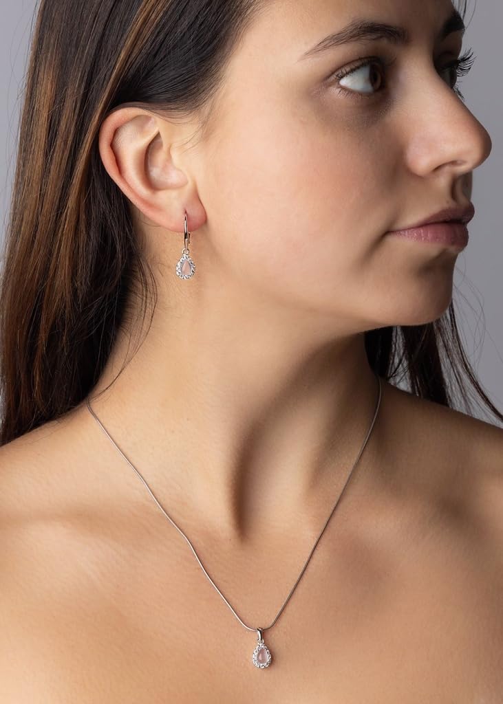 SILVEGO Edelstein Schmuck Set aus 925 Sterling Silber Ohrringe und Anhänger