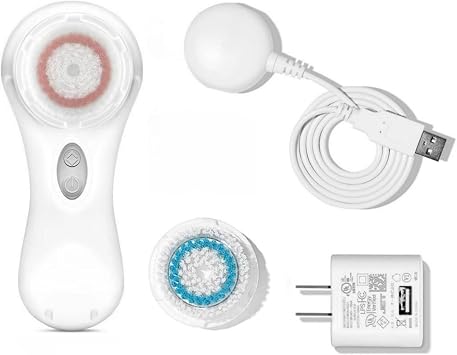 Sonic Facial Cleansing Brush, Multifunction Electric Face Cleanser for Makeup Removal, Impurities, Sunscreen & Pollutants White