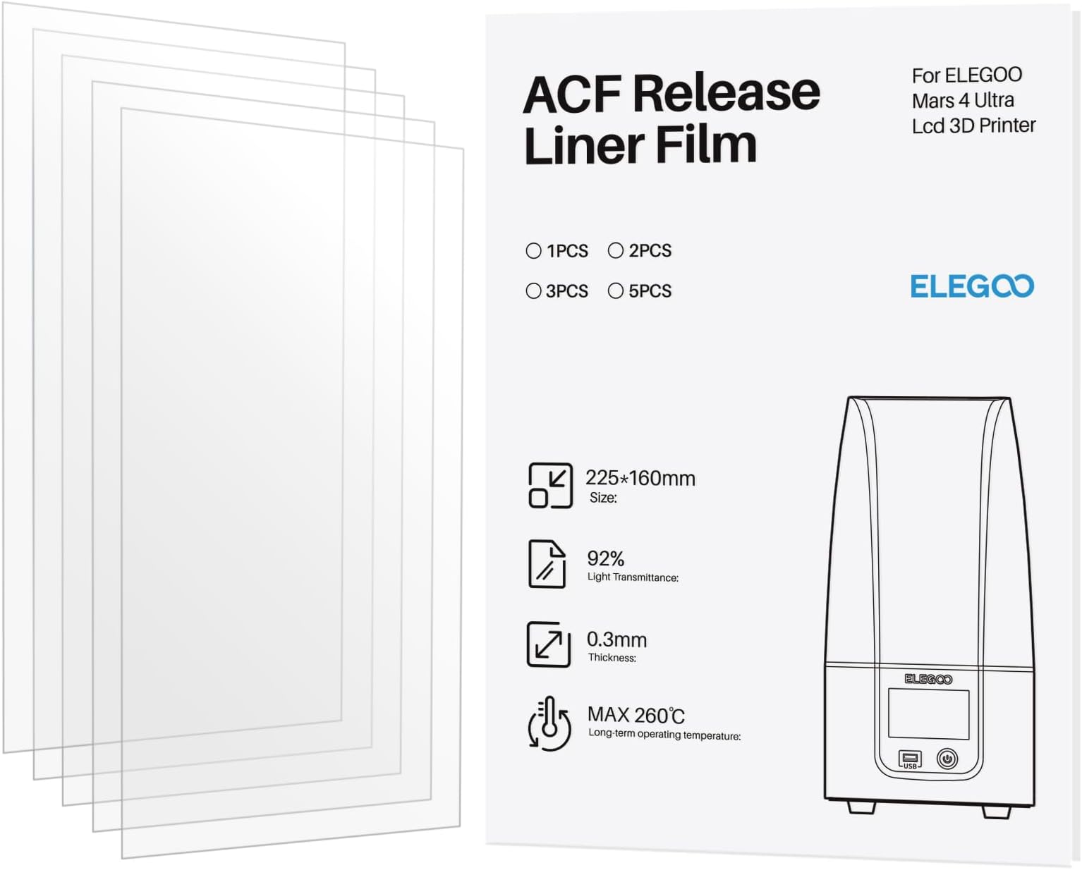 5PCS ACF Release Film for Mars 4 Ultra 3D Printer