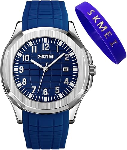 SKMEI Relojes para hombre de silicona, fácil de leer, impermeable, deportivo, casual, moda, analógico, de cuarzo, luminoso, para padres, reloj de
