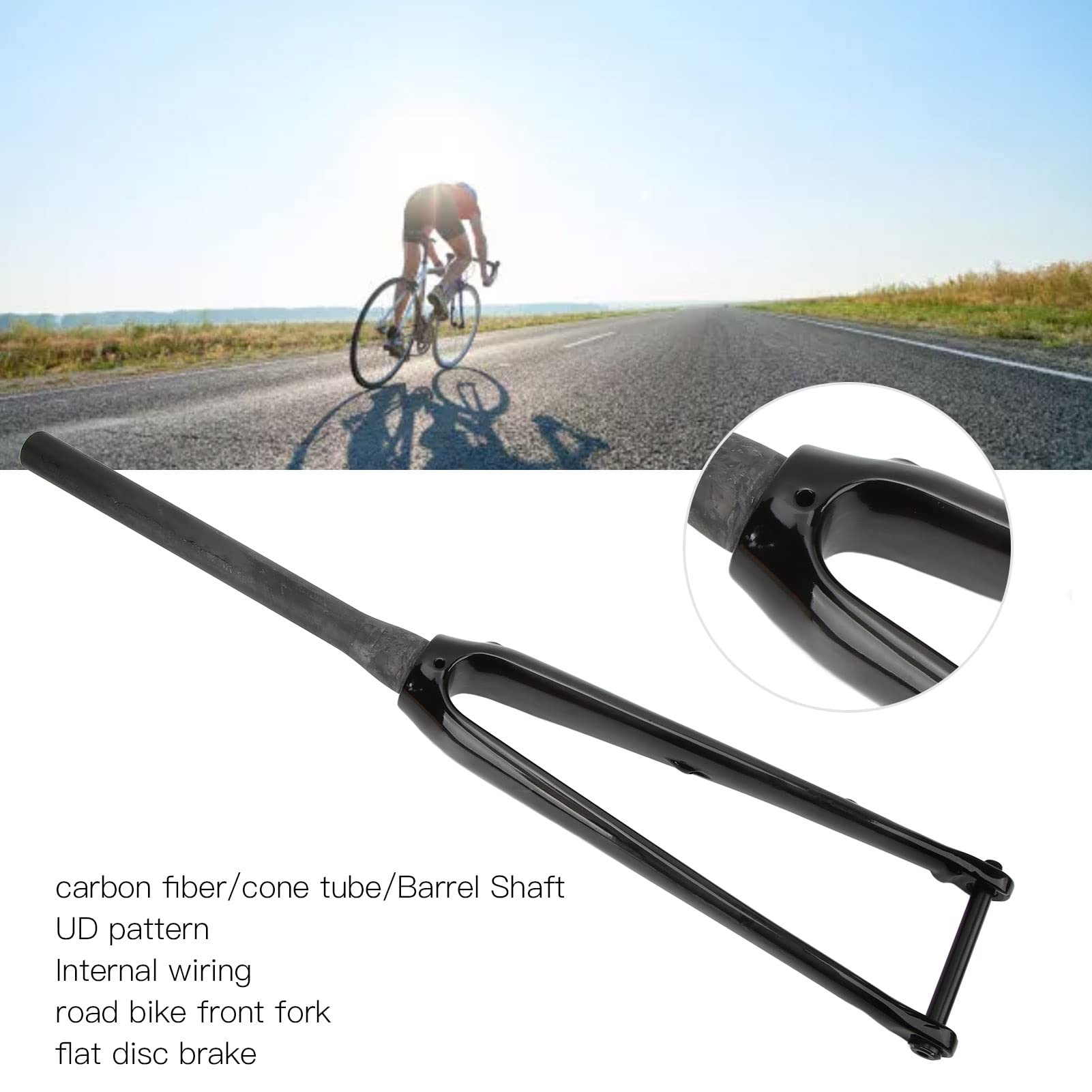 Widelec do Roweru Szosowego z Włókna Węglowego z Materiałem T800, Lekki i Mocny, Widelec MTB z Hamulcem Tarczowym 26/27,5/29 Cali, Wykończenie w Całości z Włókna Węglowego
