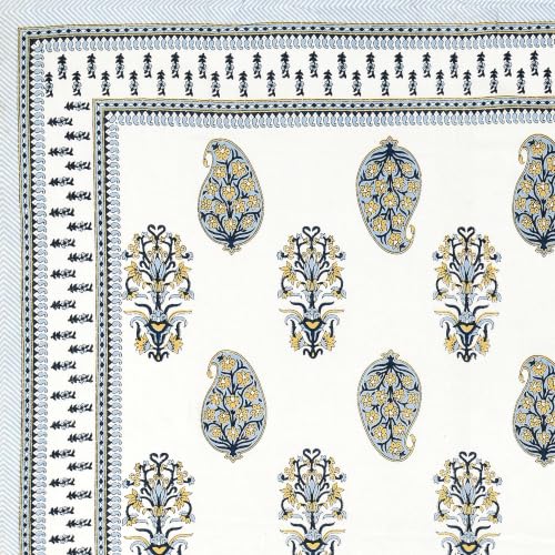 Image of BLOCKS OF INDIA 200TC Diwan Set Cotton 8 Piece | Deewan Printed Bedsheet Sets for Living Room Hall (Set of 8 Piece, 1-Bed Sheet | 2-Bolster Cover | 5-Cushion Cover (Color 45)