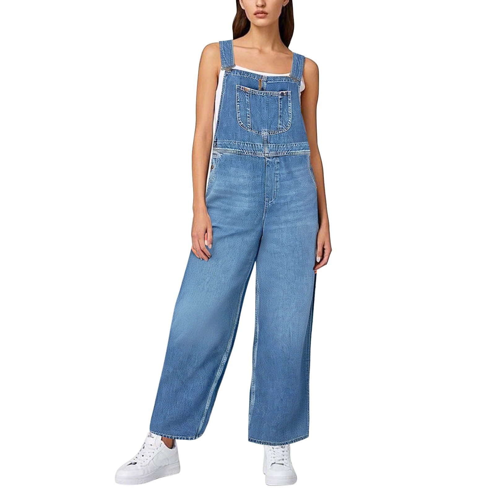 Salopette Donna Jeans Pantalone Eleganti Tuta Wide Leg Incinta Pantaloni Intera Jumpsuit Premaman Leggeri Curvy Lunga Baggy Lavoro