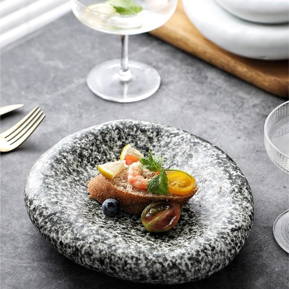 Biały Ceramiczny Talerz Obiadowy 10 Cali, Talerz Do Steków I Deserów W Stylu Western, Okrągły Talerz Do Sałatki Owocowej, Elegancka Zastawa Stołowa Do Kuchni, Z