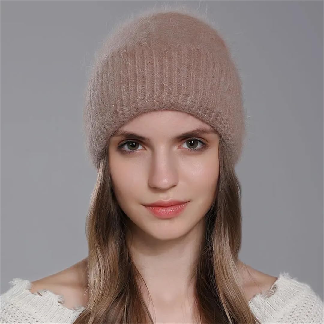 Gorro De Mujer Gorros De Piel Largos Cálidos De Invierno Gorros De Cachemira Tejidos Gorra