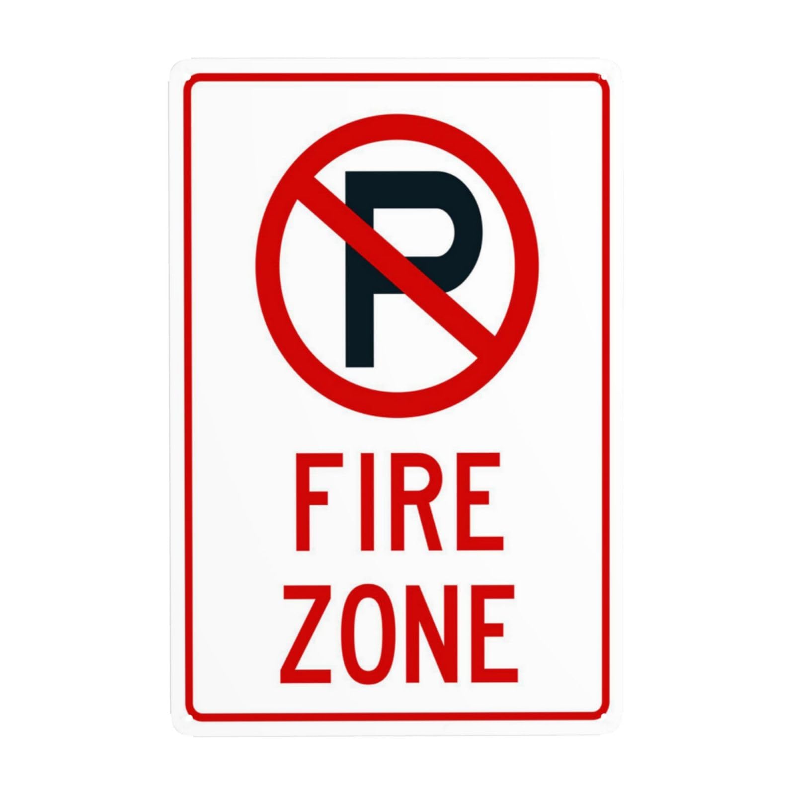 SMAZDFXX Fire Zone With No Parking Symbol Metal Warning Signs, Cautions Security Tin Sign, Safety Posted Signs for Street Business Wall Decor 5.5"x8"