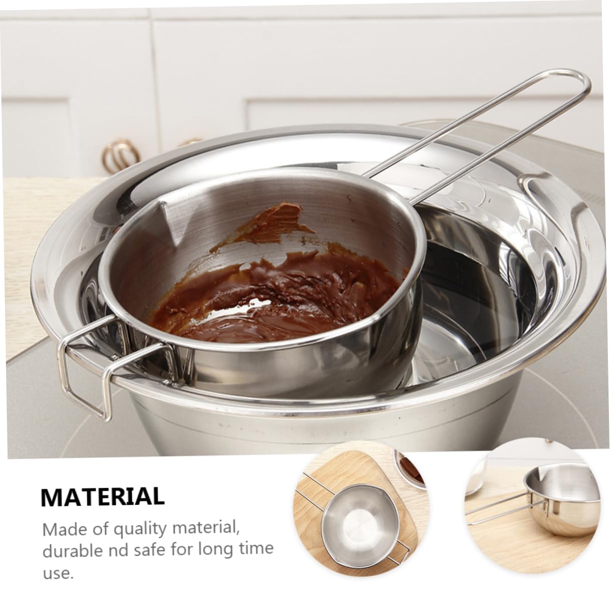 FUNOMOCYA Melting Pot for Chocolate Cheese Candy Long Handle Hotel Restaurant Use