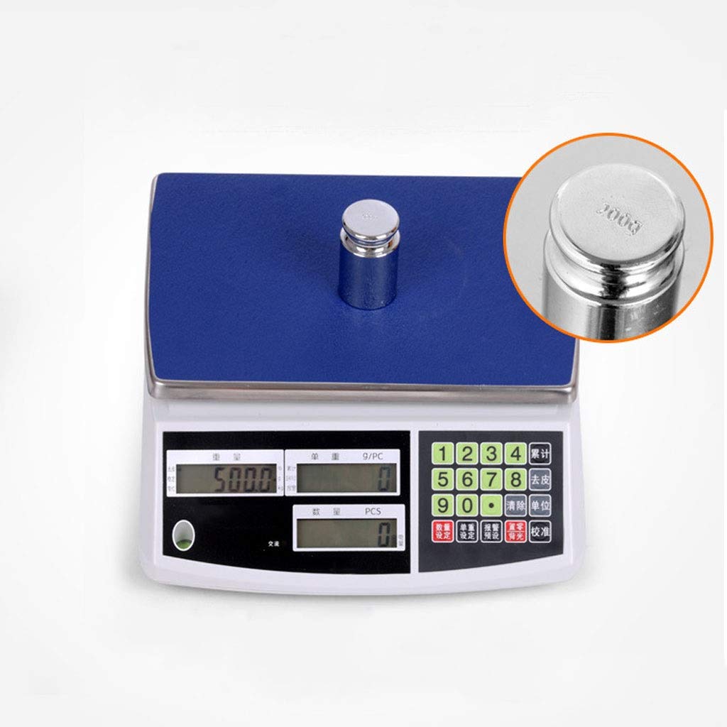Báscula Digital electrónica de 30 kg/1 g con función de Tara y Pantalla LCD para Comercio doméstico, pesaje de Frutas, báscula Multifuncional.