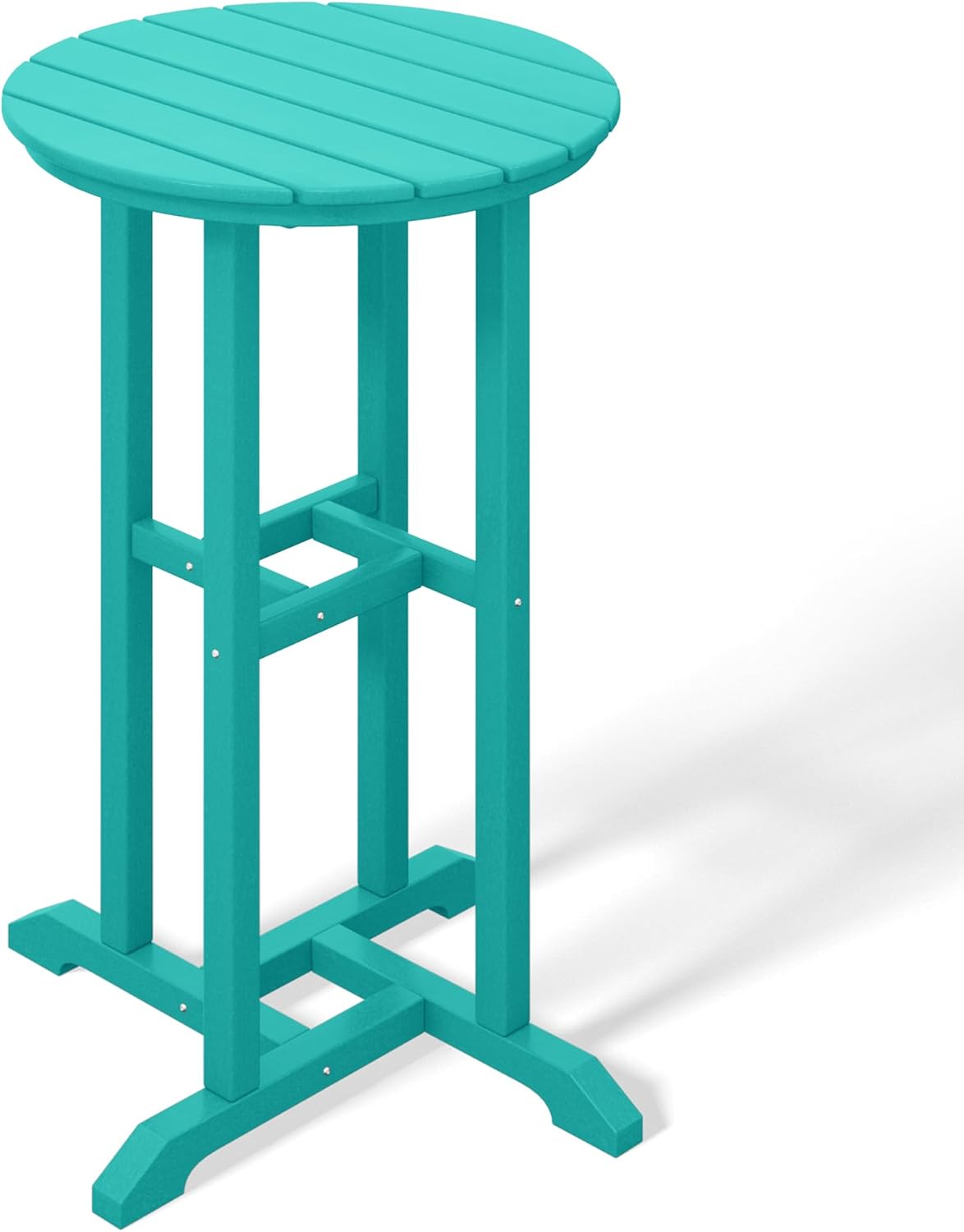 Costaelm 37" Turquoise Round Patio Bar Table Review: Stable Outdoor Bistro for Backyard Gardens
