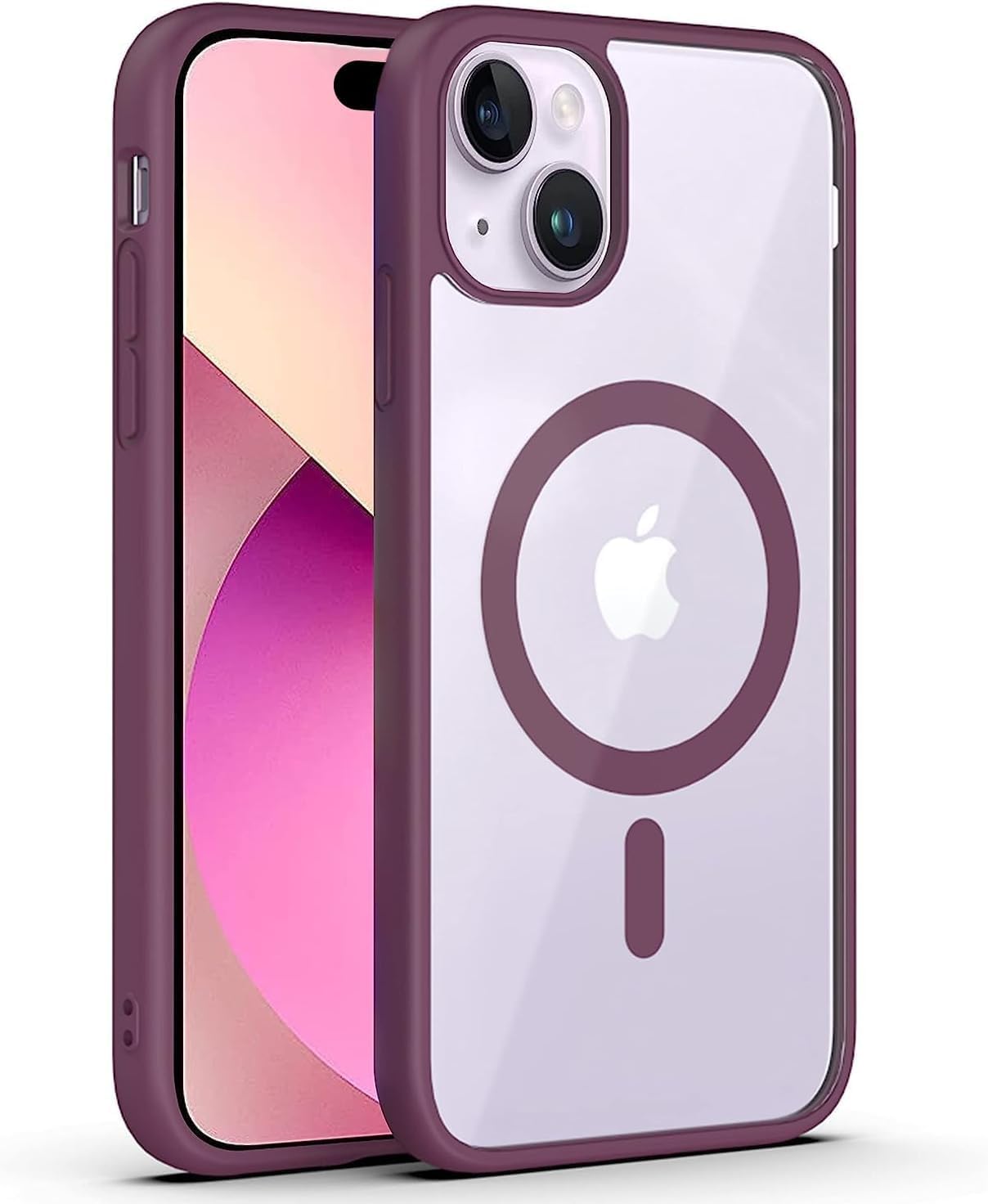 Mobimax Hard case Compatible with Magsafe For Iphone 15 plus Wine Red