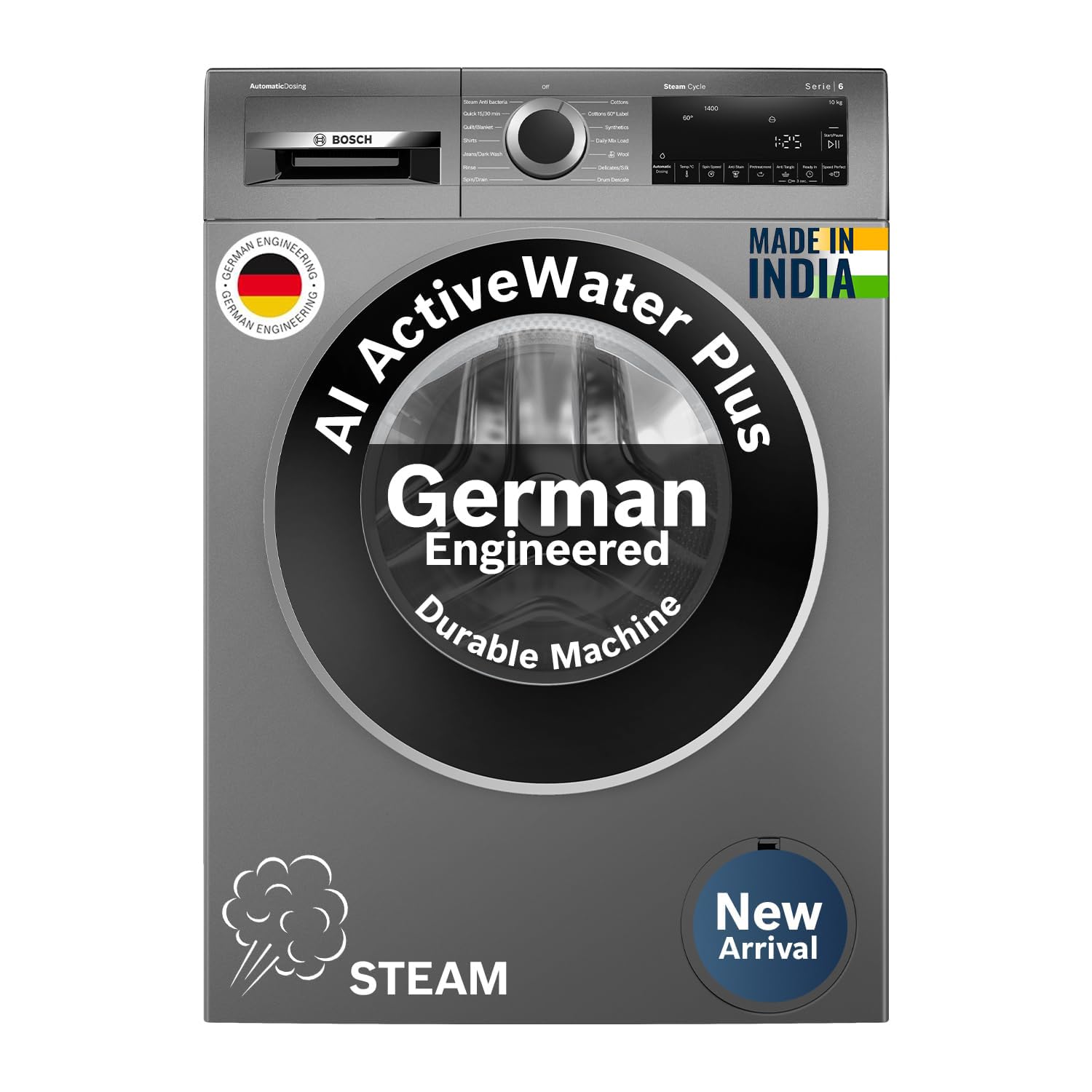 Bosch 10 kg 5 Star Front Load Fully Automatic Washing Machine, AI ActiveWater, Automated Dosing of Detergent, Inbuilt heater,14 Wash Programs,60L Large Drum,Cast Iron Grey, WGA254IRIN (2026 model)-image-42