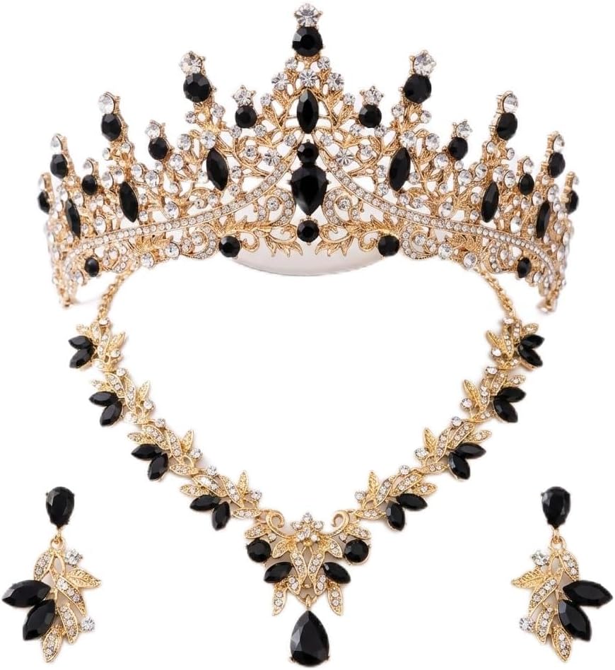 Kamirola Tiaras and Crowns for Women,Tiaras Earrings Necklace, Crystal Bridal Jewelry Set, Costume Jewelry for Women Party Halloween Prom Pageant